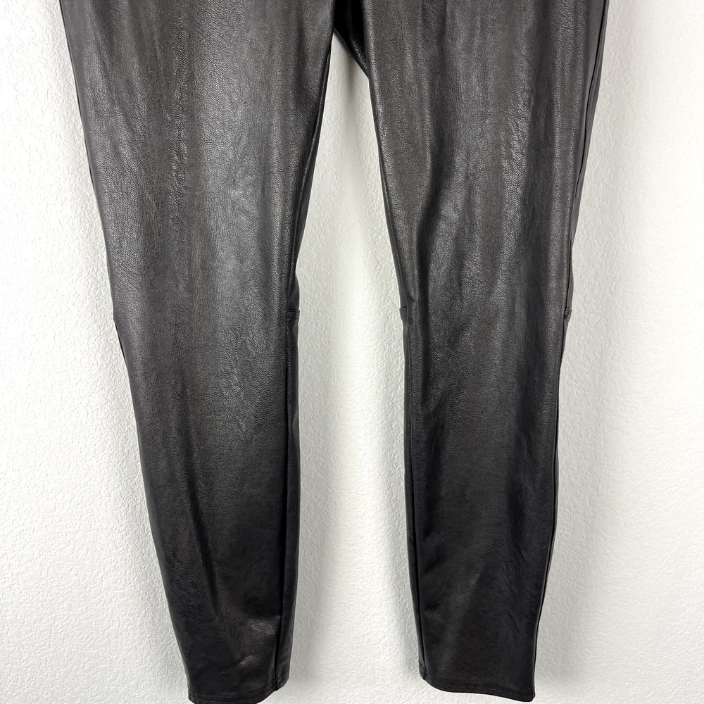 Spanx Leather-Like Ankle Skinny Pant Womens Large Brown Stretch Pull On Cropped - Picture 4 of 14